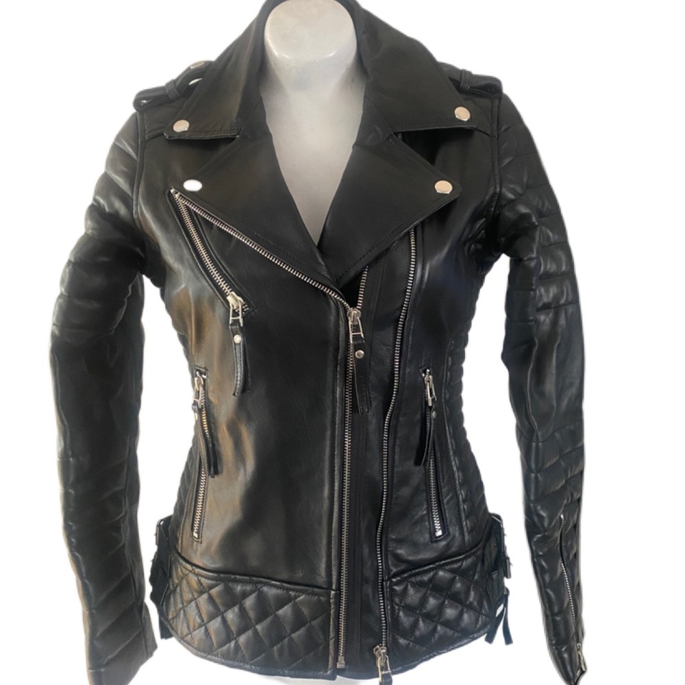 Black Quilted Vegan LeatherJacket